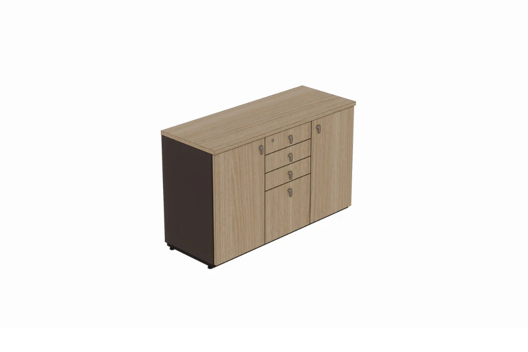 Armário de escritório baixo 1200L 2 portas 3 gavetas e 1 gavetão Versatile